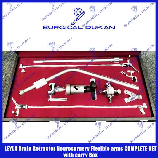 LEYLA Brain Retractor Neurosurgery Flexible arms COMPLETE SET with carry Box